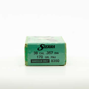 Sierra 38/357 caliber 170 grain FMJ bullet (QTY 100)
